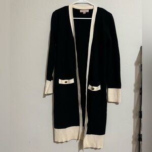 Philosophy Contrast Trim Open Front Cardigan (S)